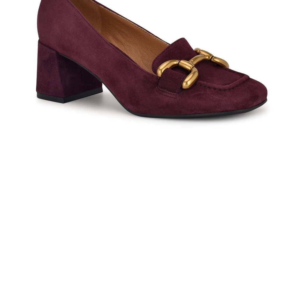 Nine West Burgundy Flats with Gold Detail
